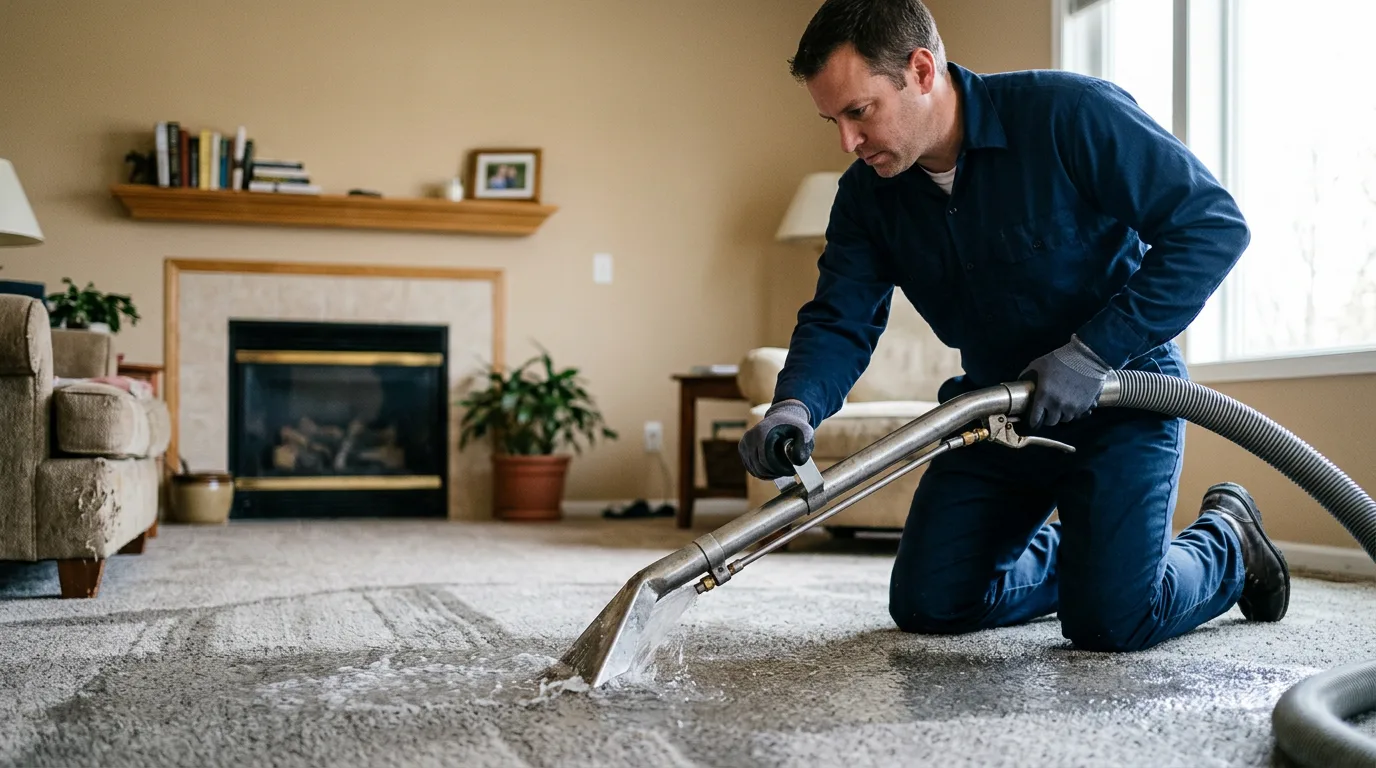 Water damage restoration technician working near Grayling, MI